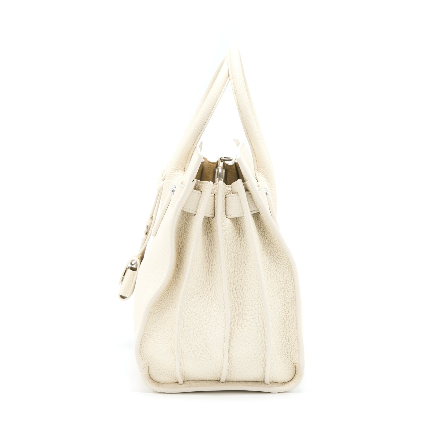 Saint Laurent Sac De Jour Tote Purse Calfskin White