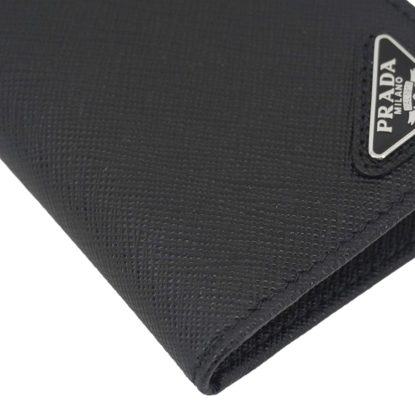 PRADA Saffiano Leather Card Holder Wallet Black