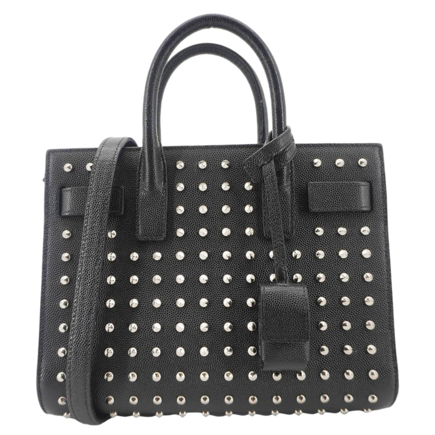 YVES SAINT LAURENT Studded Sac De jour Leather Shoulder Bag Black