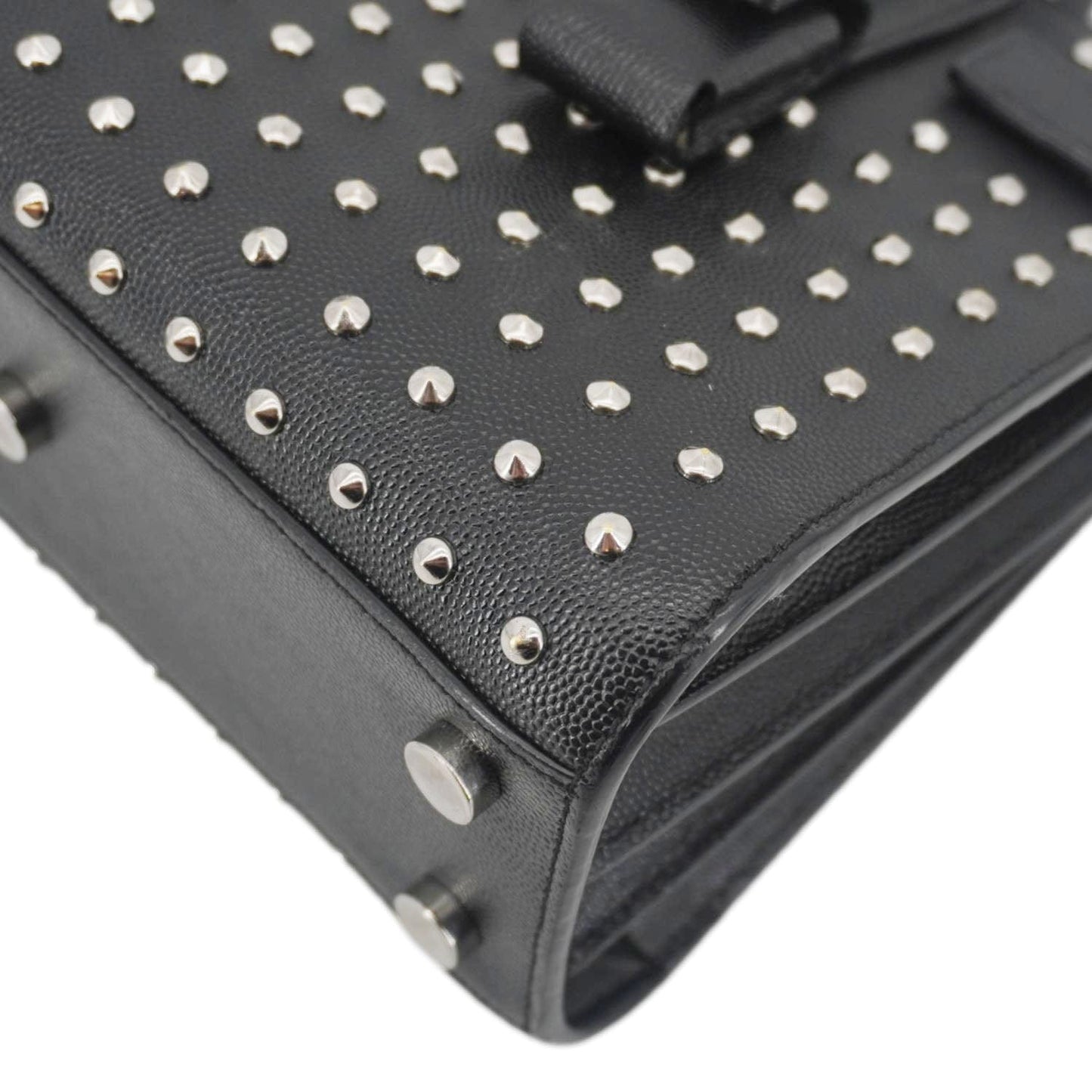 YVES SAINT LAURENT Studded Sac De jour Leather Shoulder Bag Black