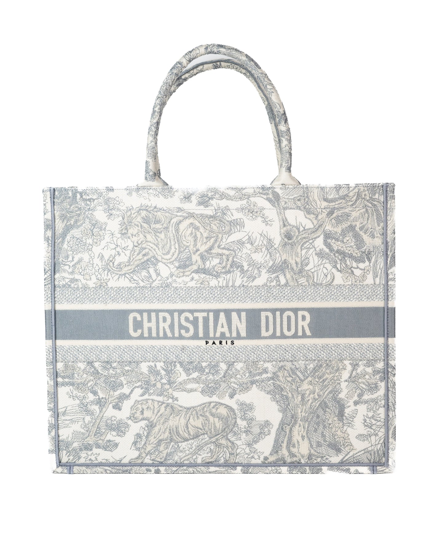 Dior Book Tote in Gray Toile de Jouy Embroidery