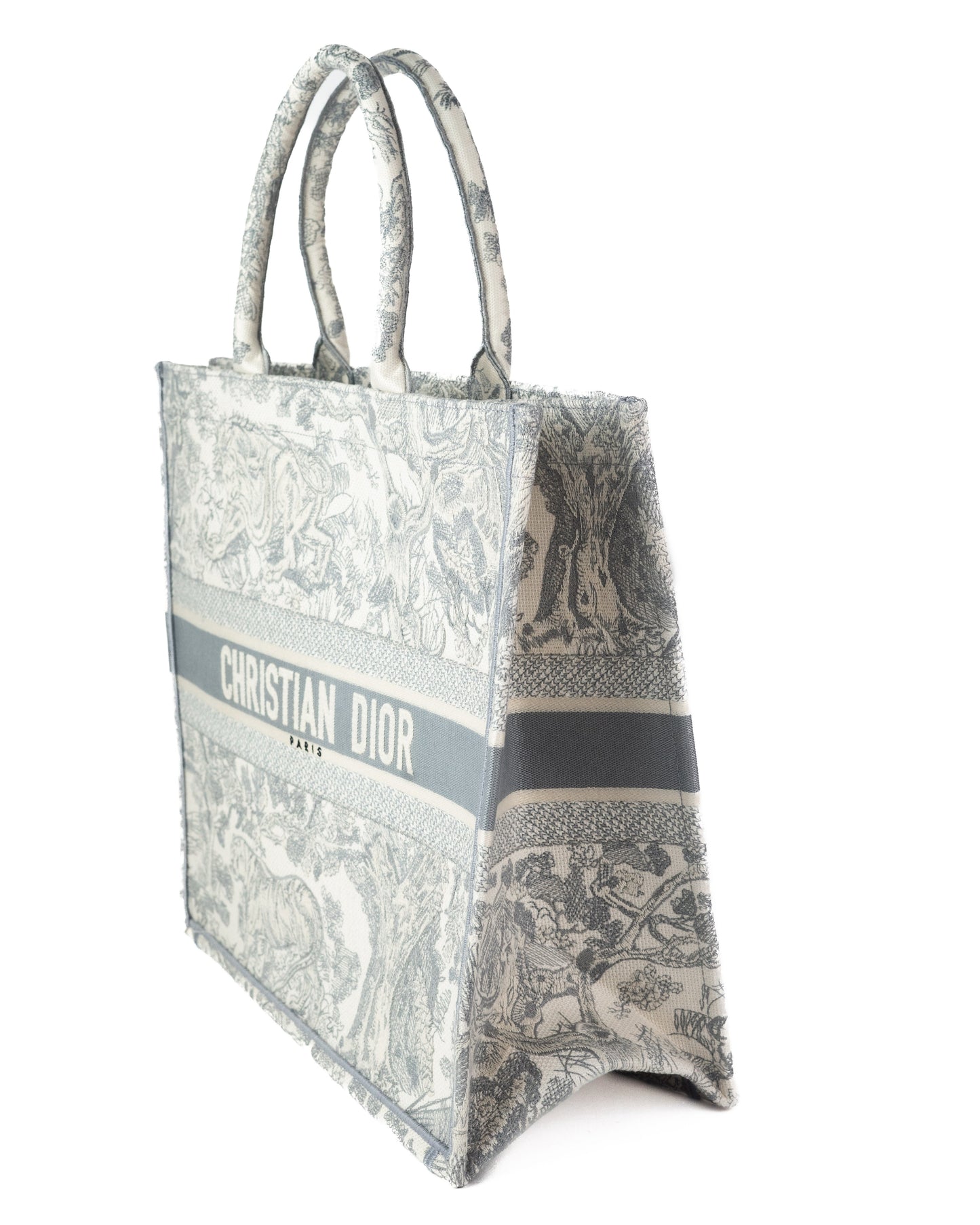 Dior Book Tote in Gray Toile de Jouy Embroidery