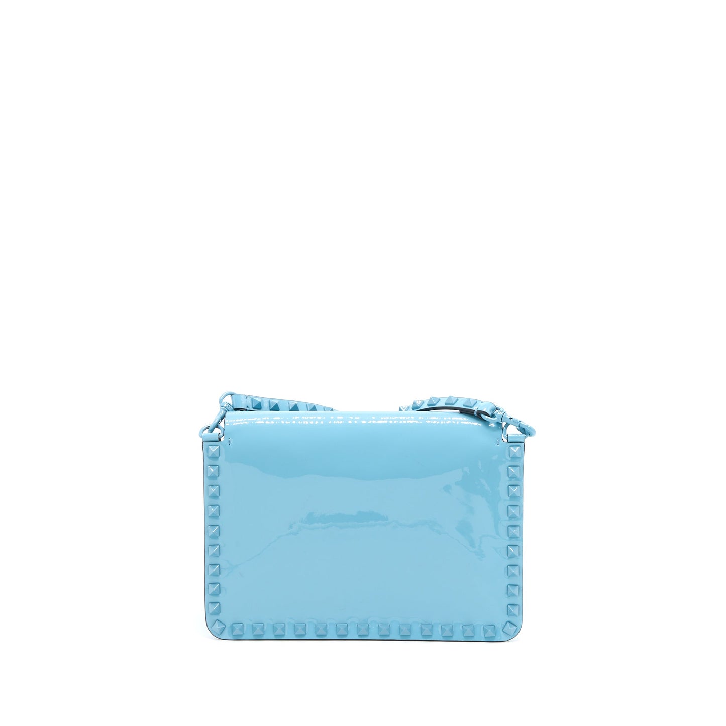Valentino Rockstud Purse Patent Blue with Blue Hardware