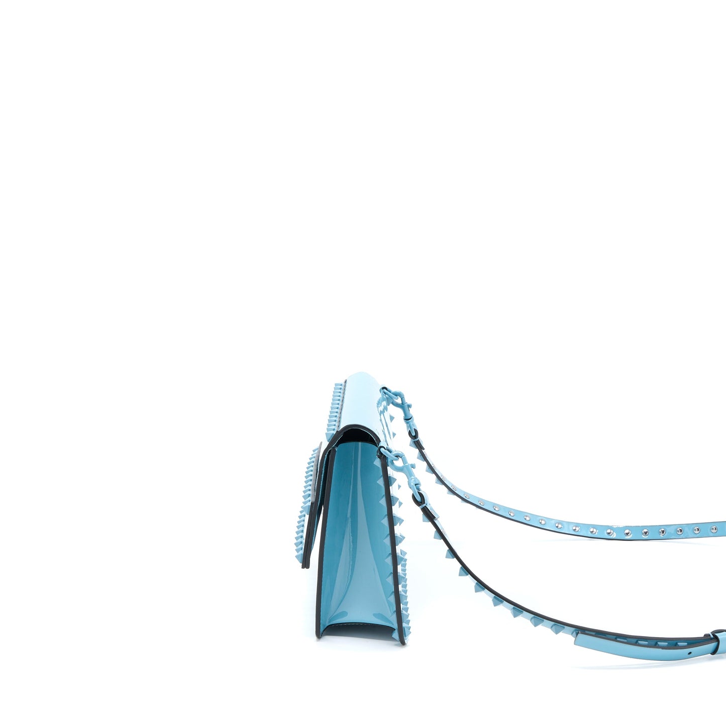 Valentino Rockstud Purse Patent Blue with Blue Hardware