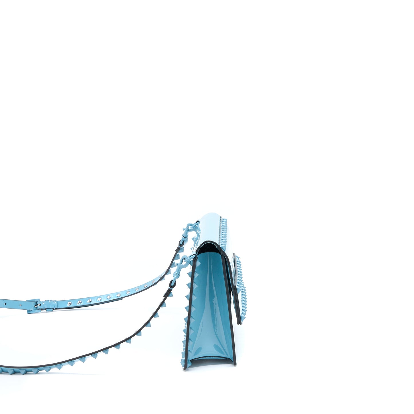 Valentino Rockstud Purse Patent Blue with Blue Hardware