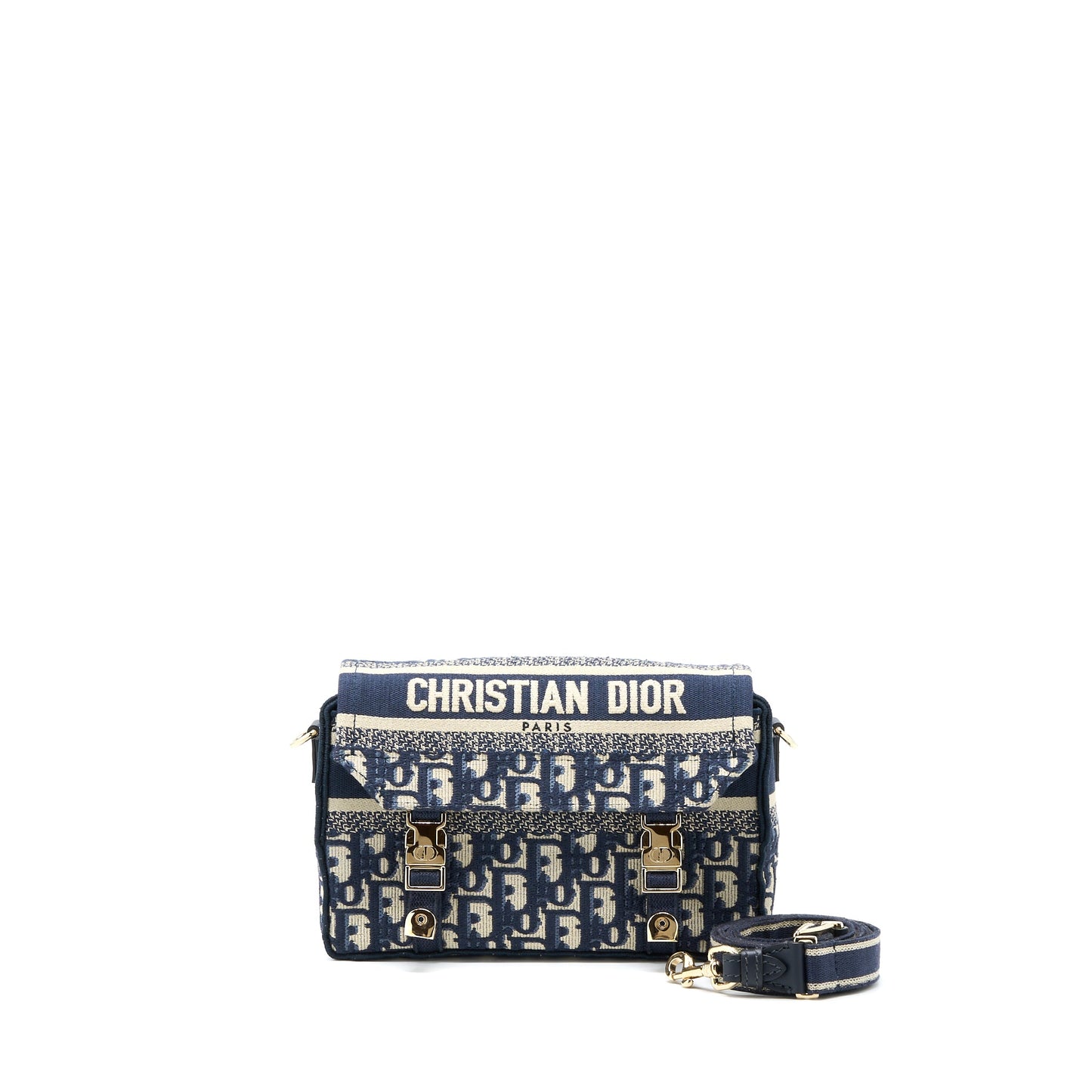 Dior Small Diorcamp Purse Blue Oblique Embroidery