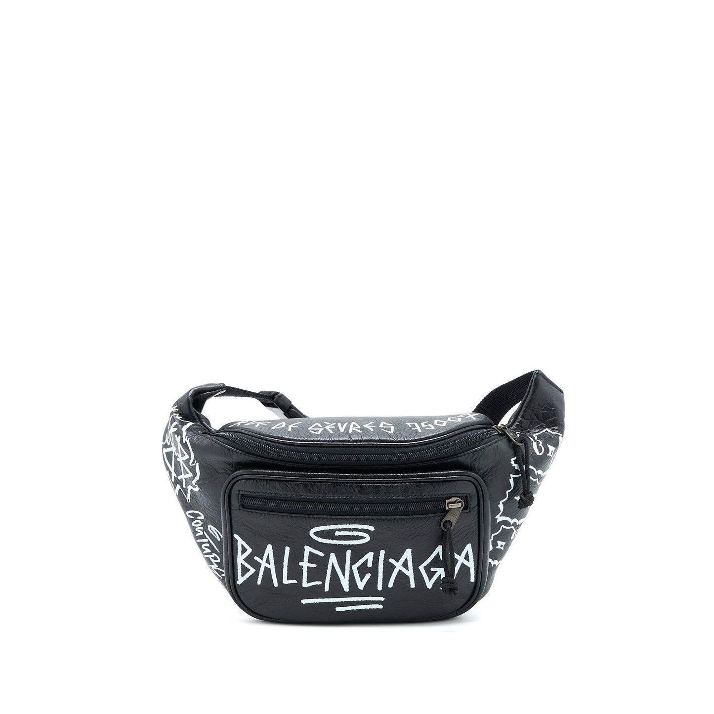 Balenciaga Graffiti Waist Purse Leather Black Ruthenium Hardware