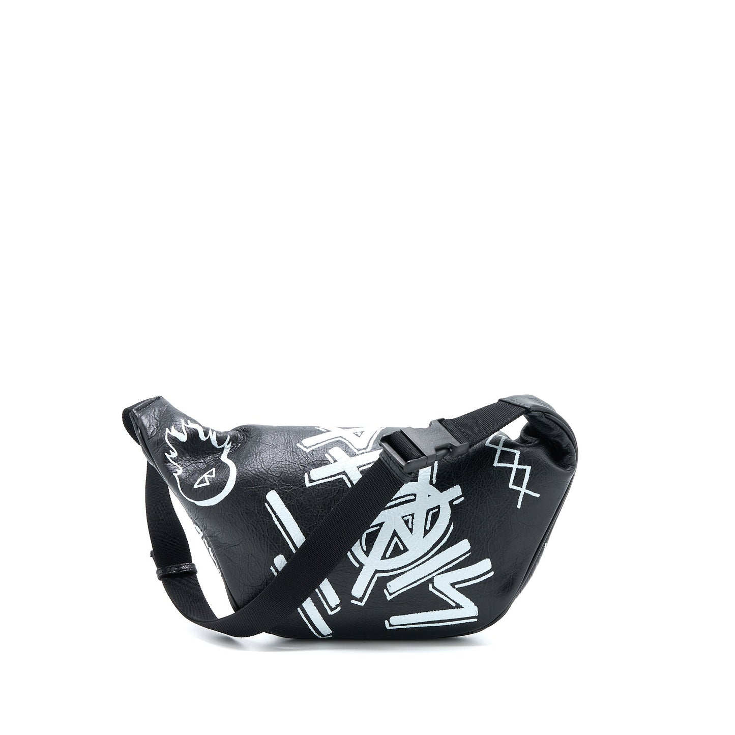Balenciaga Graffiti Waist Purse Leather Black Ruthenium Hardware