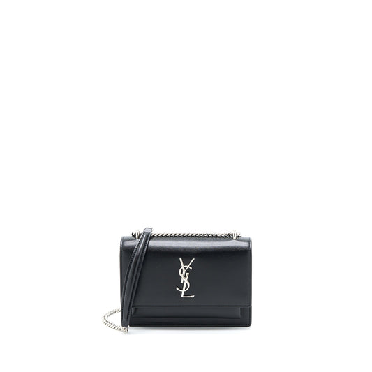Saint Laurent Sunset Chain Wallet Smooth Calfskin Black