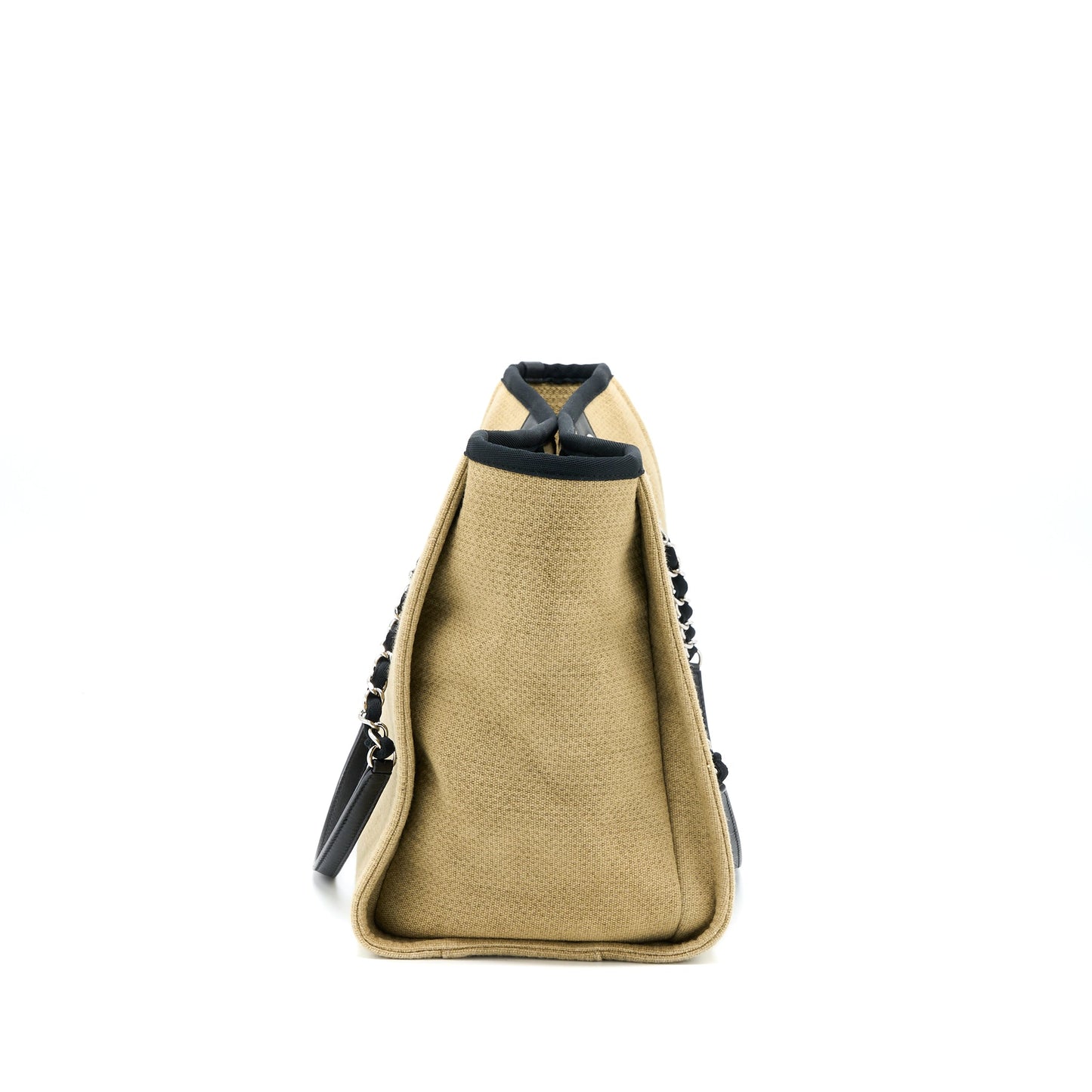 Chanel Deauville Tote Canvas Dark Beige SHW