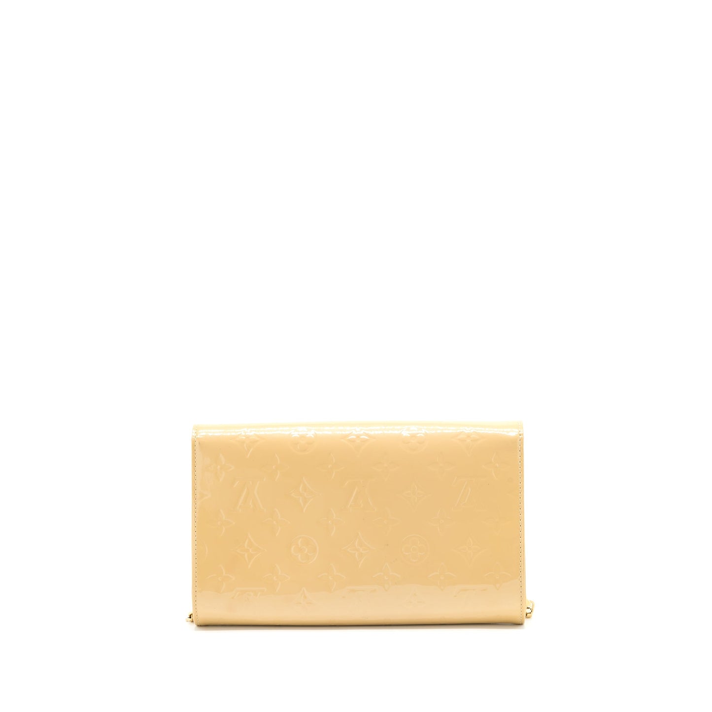 Louis Vuitton Ana Vernis Clutch With Chain Patent Beige