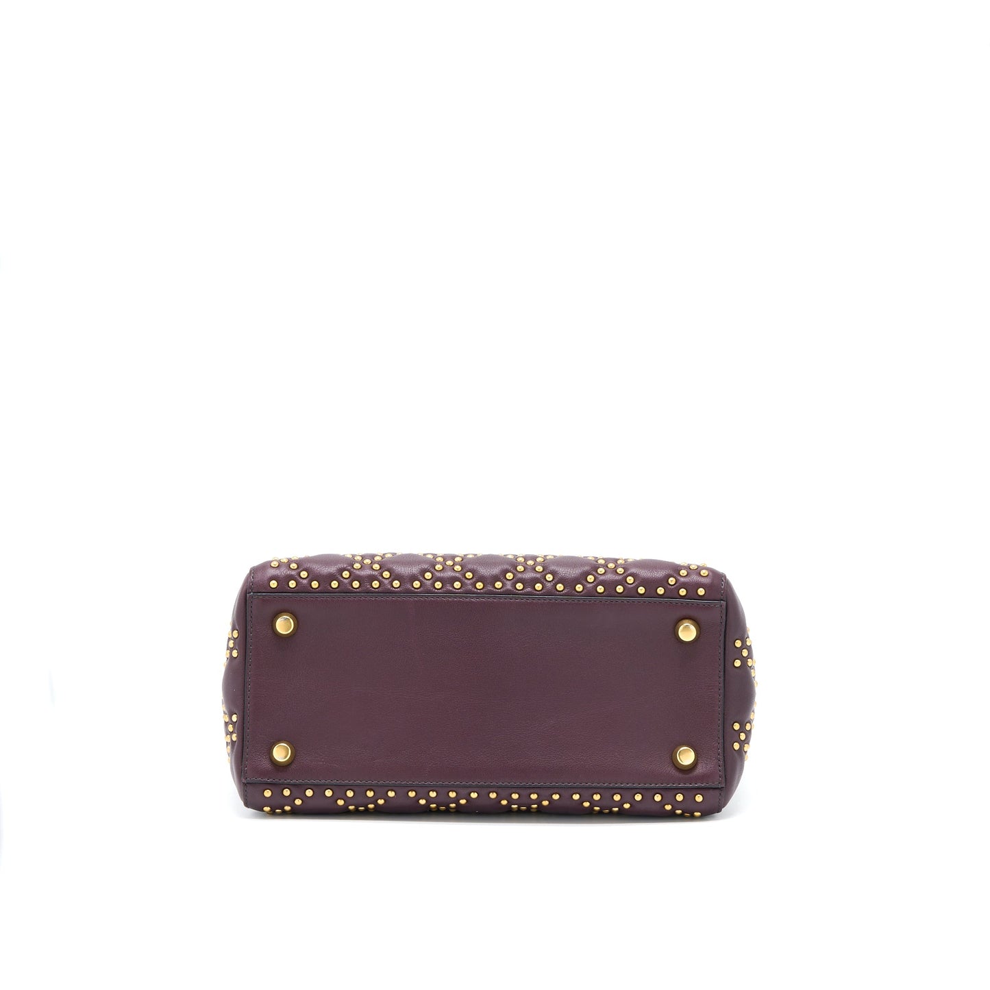 Dior Medium Lady Dior Rock-Stud Calfskin Dark Red