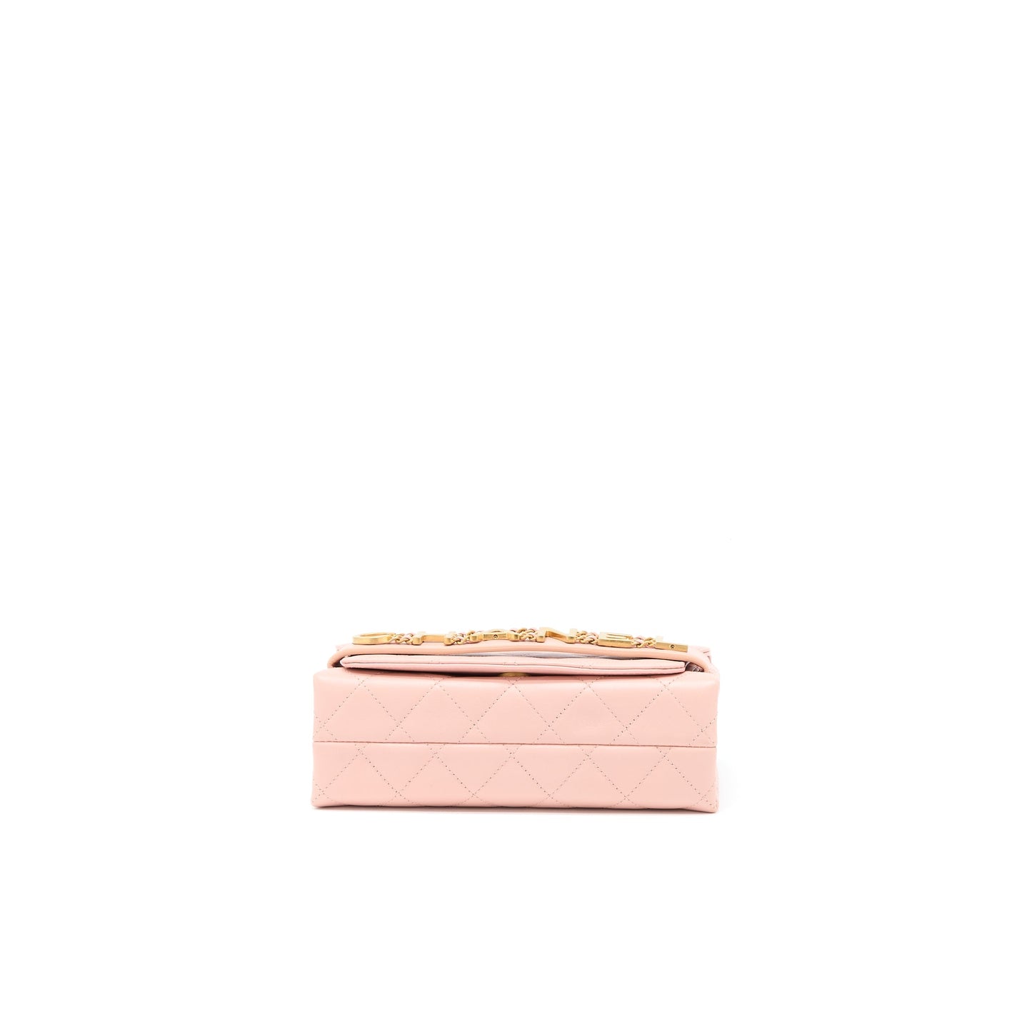 Chanel Front Logo Flap Bag Calfskin Pink Brushed GHW