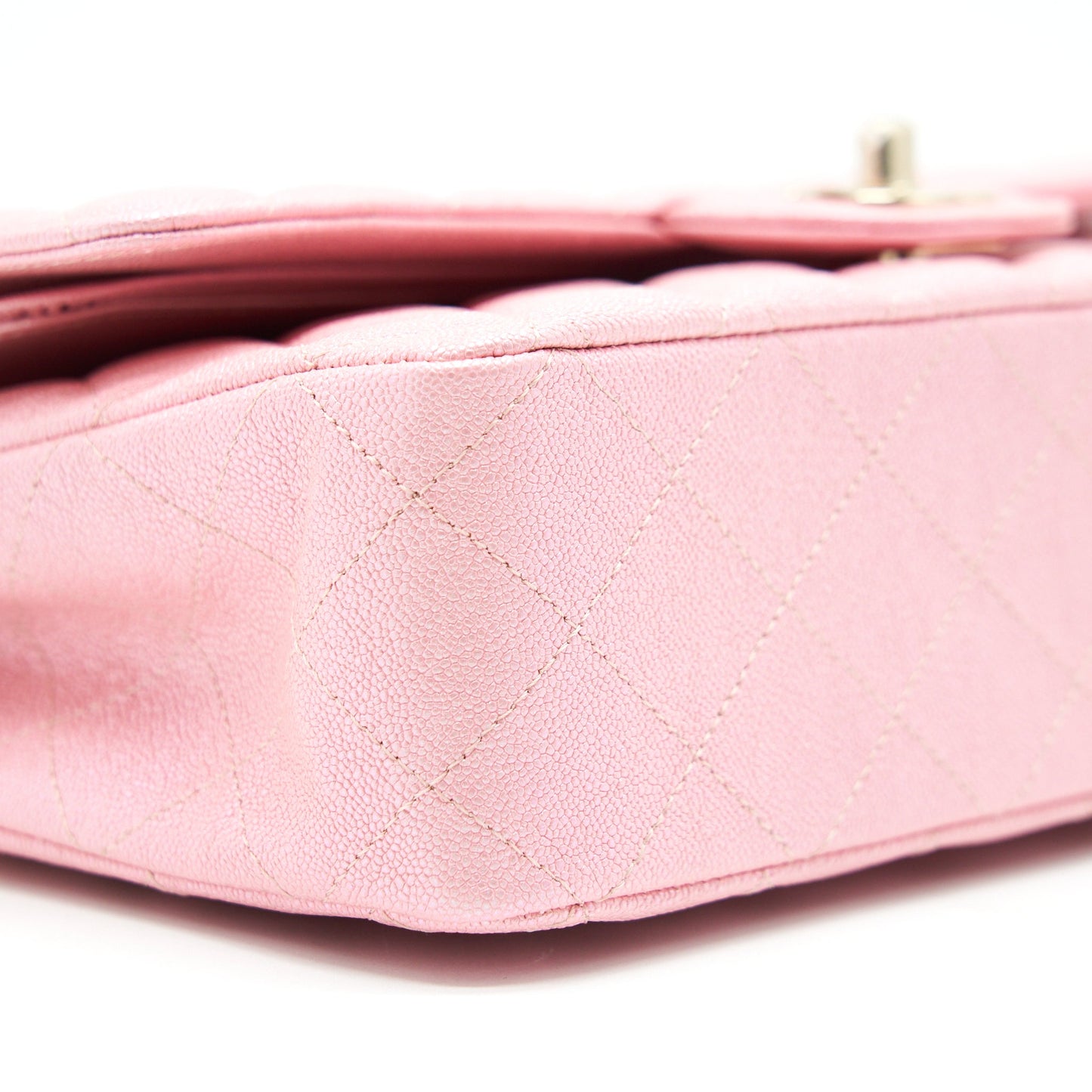 Chanel Iridescent Pearly Pink Medium Classic Double Flap Bag Caviar with LGHW