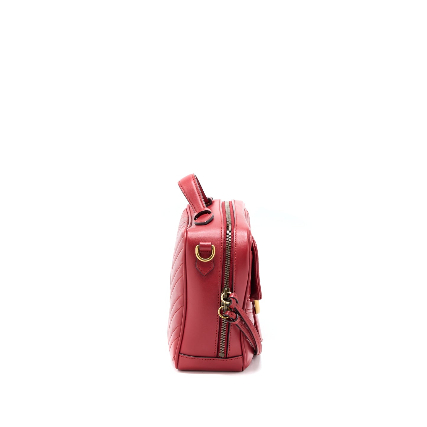 Gucci Sylvie Web Marmont Purse Calfskin Red