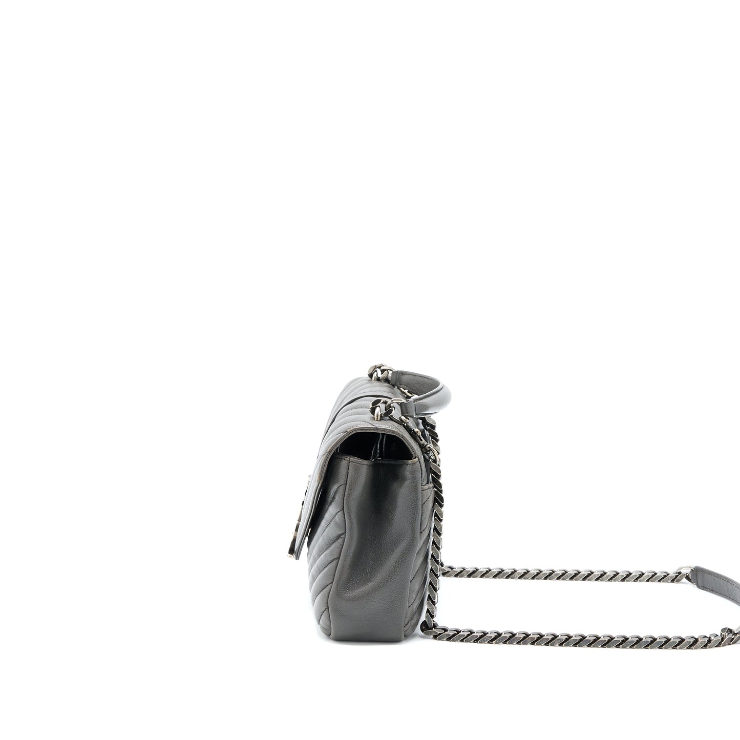 Saint Laurent College Purse Calfskin Grey With Ruthenium Hardware