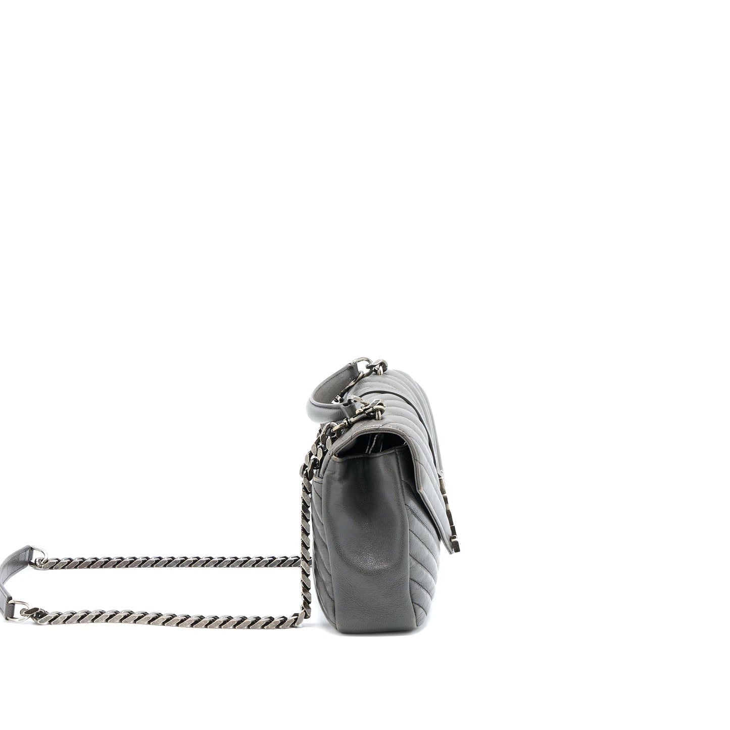 Saint Laurent College Purse Calfskin Grey With Ruthenium Hardware