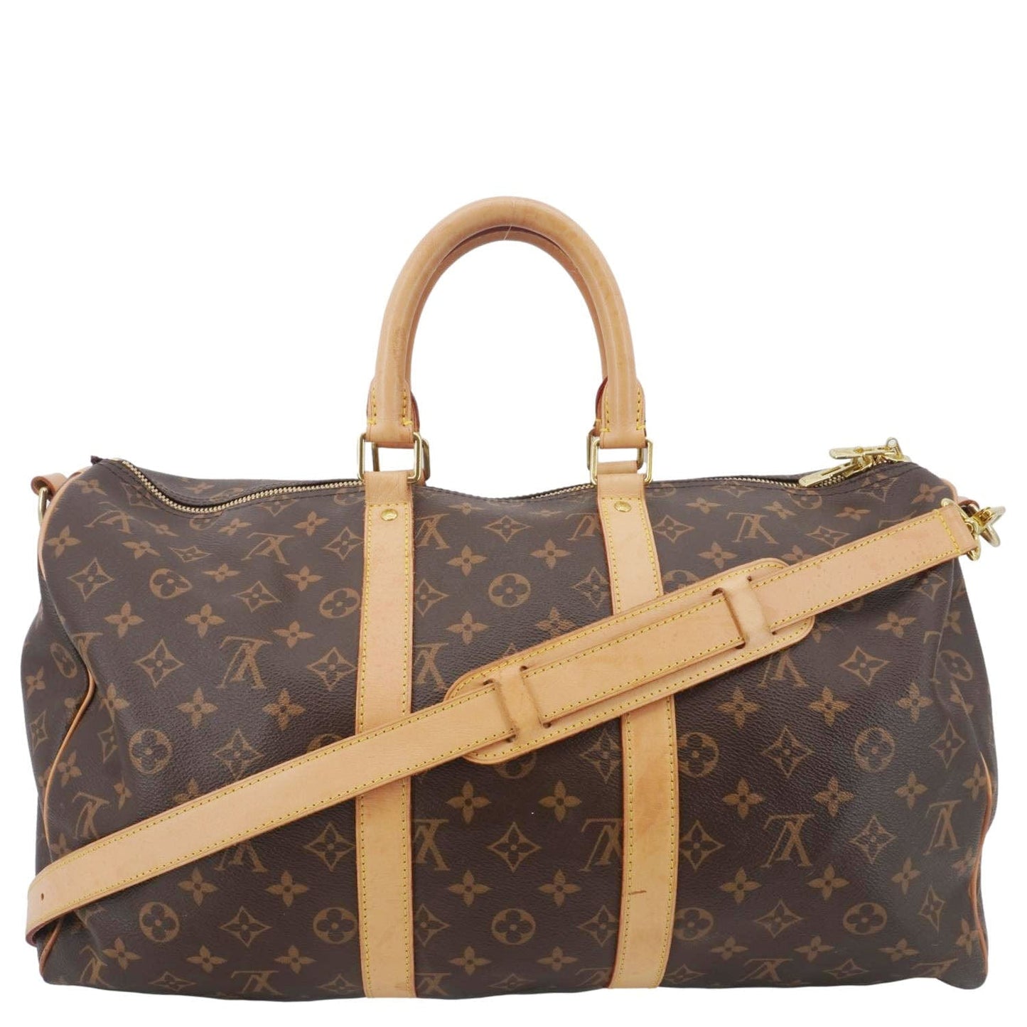 LOUIS VUITTON Keepall 45 Bandouliere Monogram Canvas Travel Bag Brown