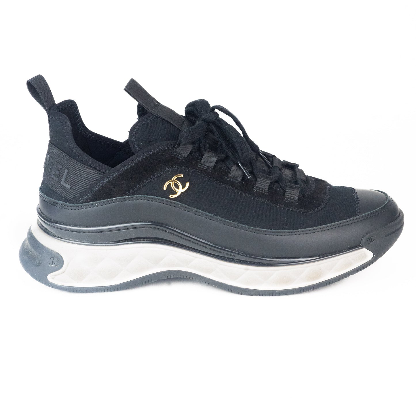 Chanel Mixed Fabric Sneakers in Black