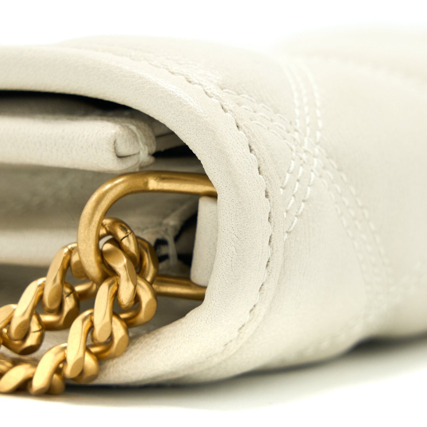 Saint Laurent Becky Quilted Chain Purse White
