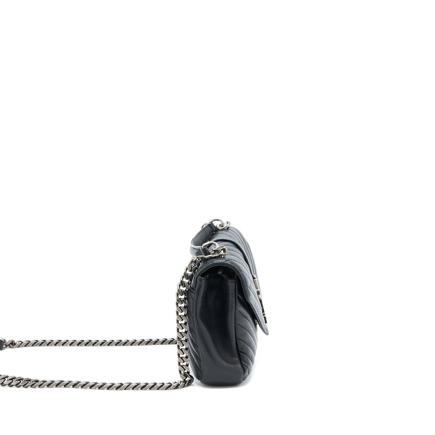 Saint Laurent/ Quilted Medium College Purse Lambskin Black Ruthenium Hardware