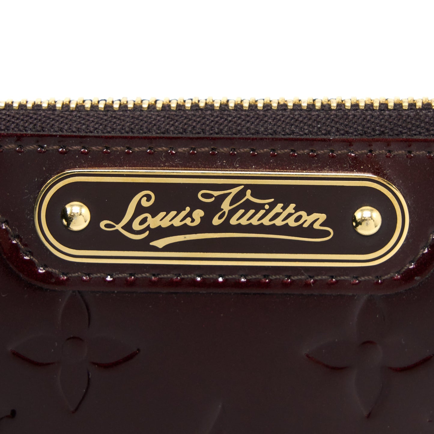 Louis Vuitton Zippy Pouch with Key Chain Patent Dark Red