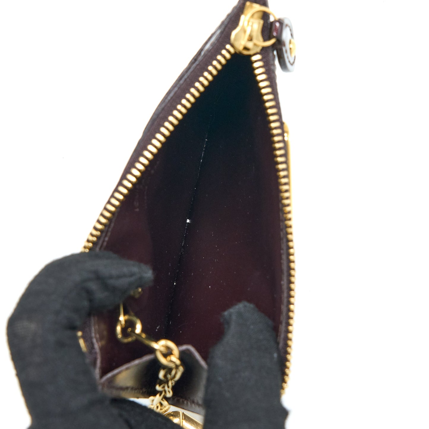 Louis Vuitton Zippy Pouch with Key Chain Patent Dark Red