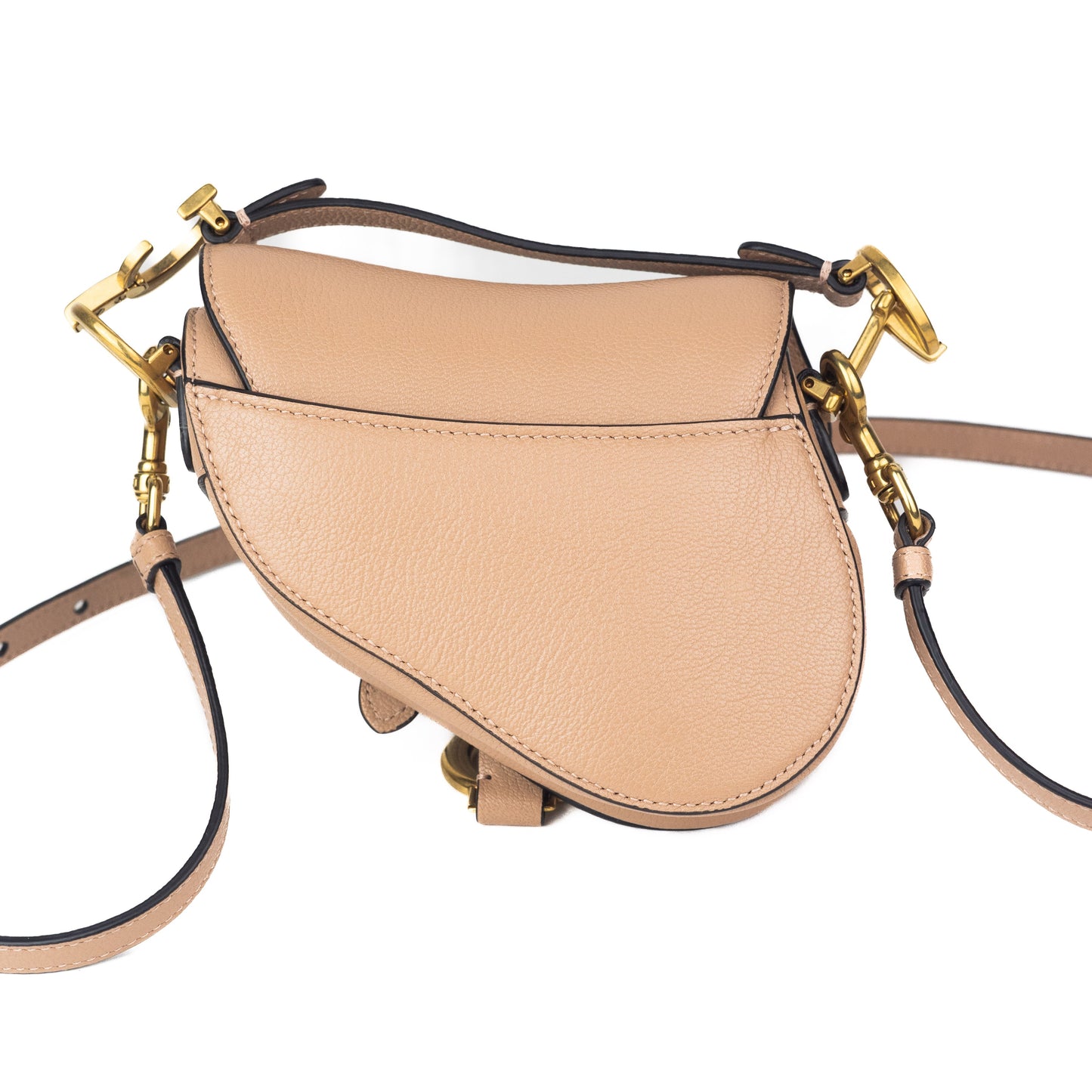 Dior Micro Saddle Bag in nude