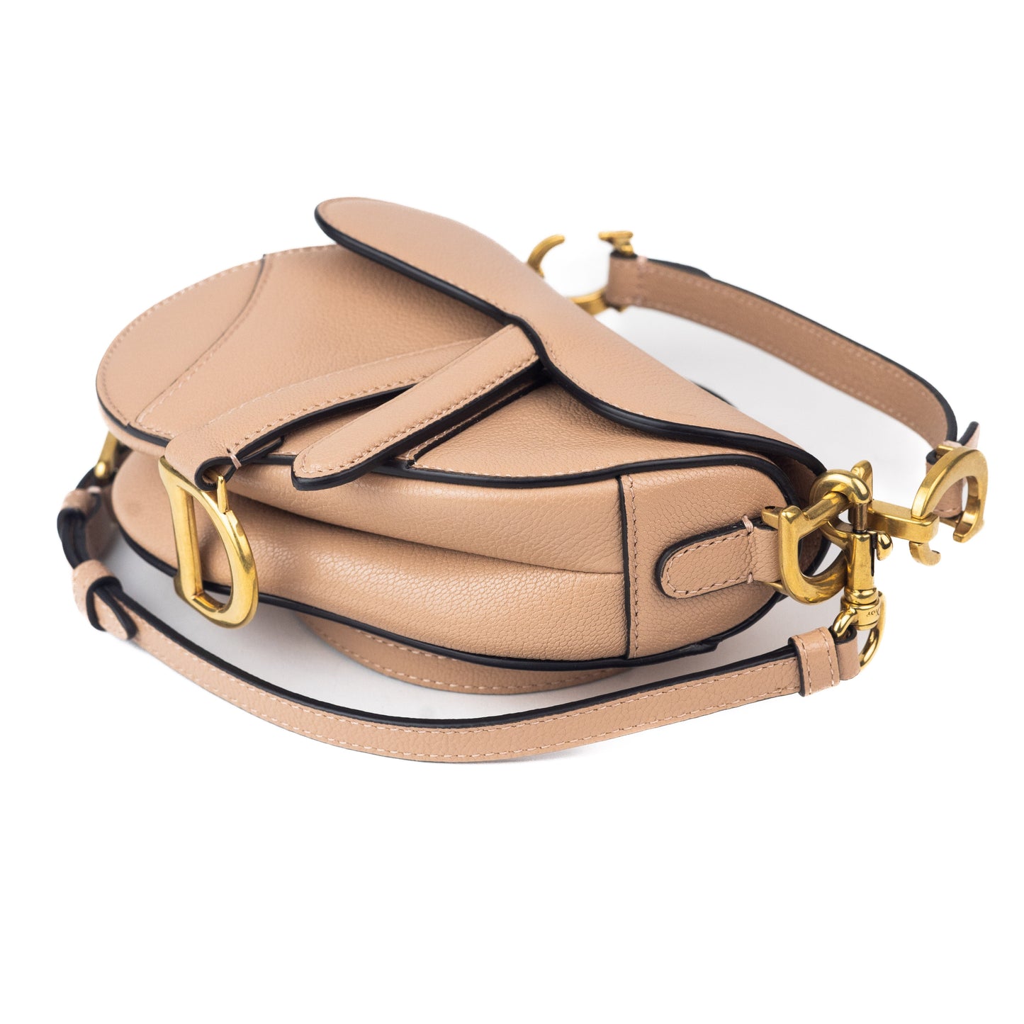 Dior Micro Saddle Bag in nude