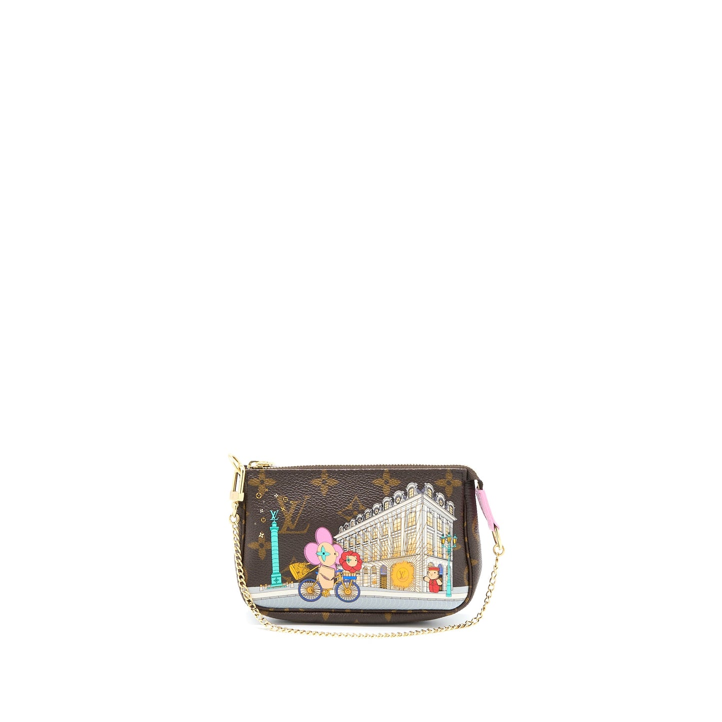 Louis Vuitton 2022 Christmas Limited Mini Pochette Accessories Monogram Canvas Paris Boutique
