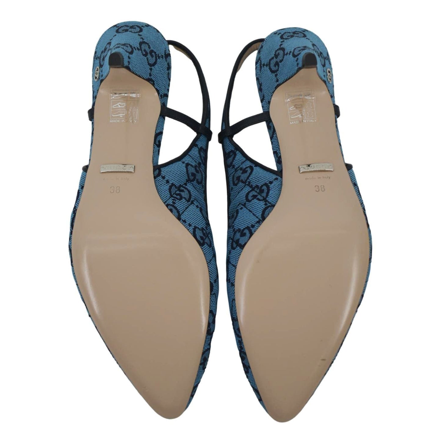 GUCCI Slingback GG Canvas Pumps Blue 663667 Size 38
