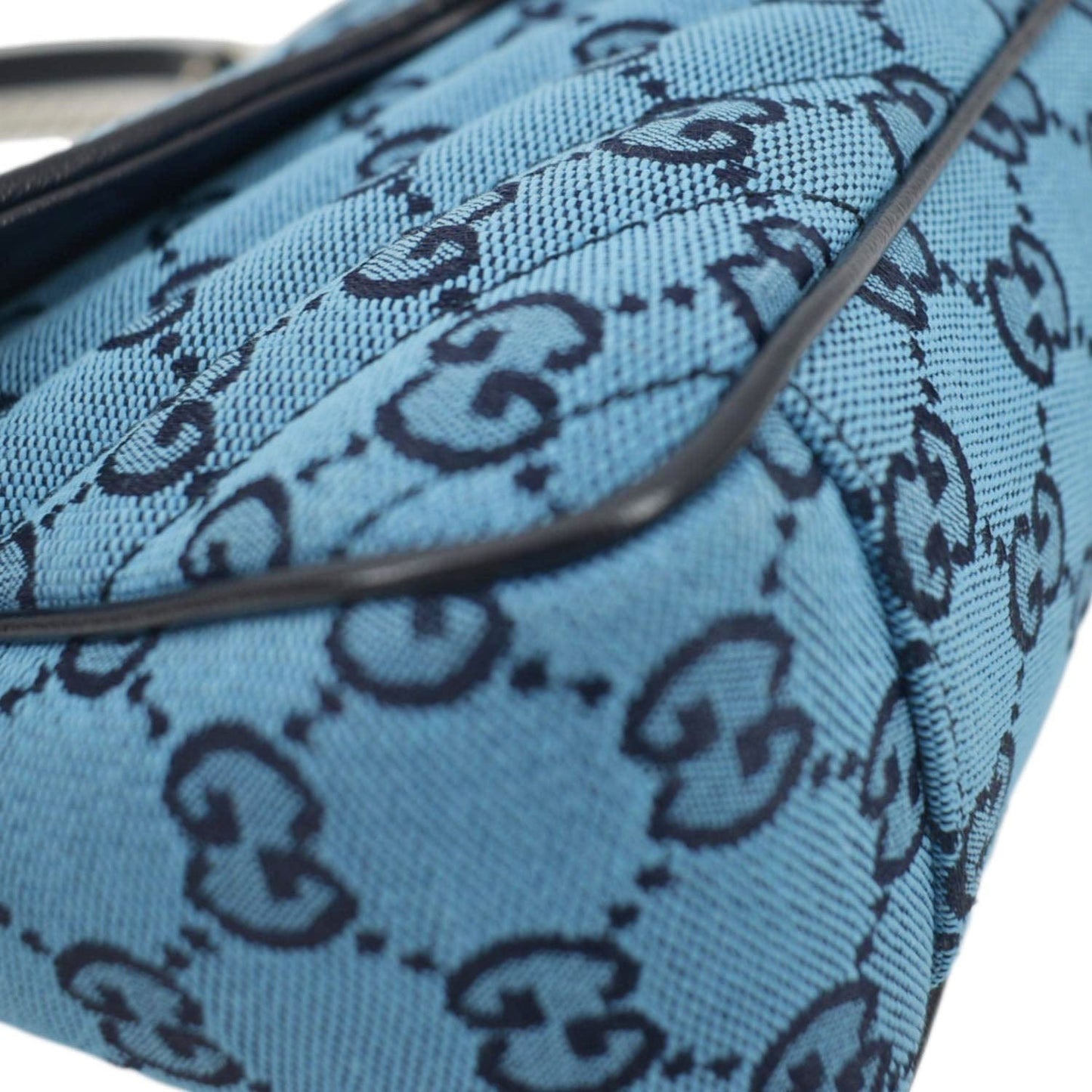 GUCCI GG Marmont Small Matelasse Canvas Shoulder Bag Blue 443497