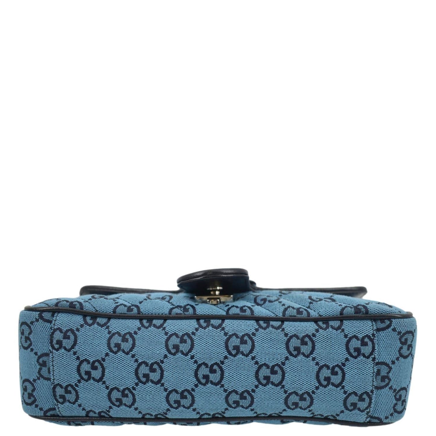 GUCCI GG Marmont Small Matelasse Canvas Shoulder Bag Blue 443497