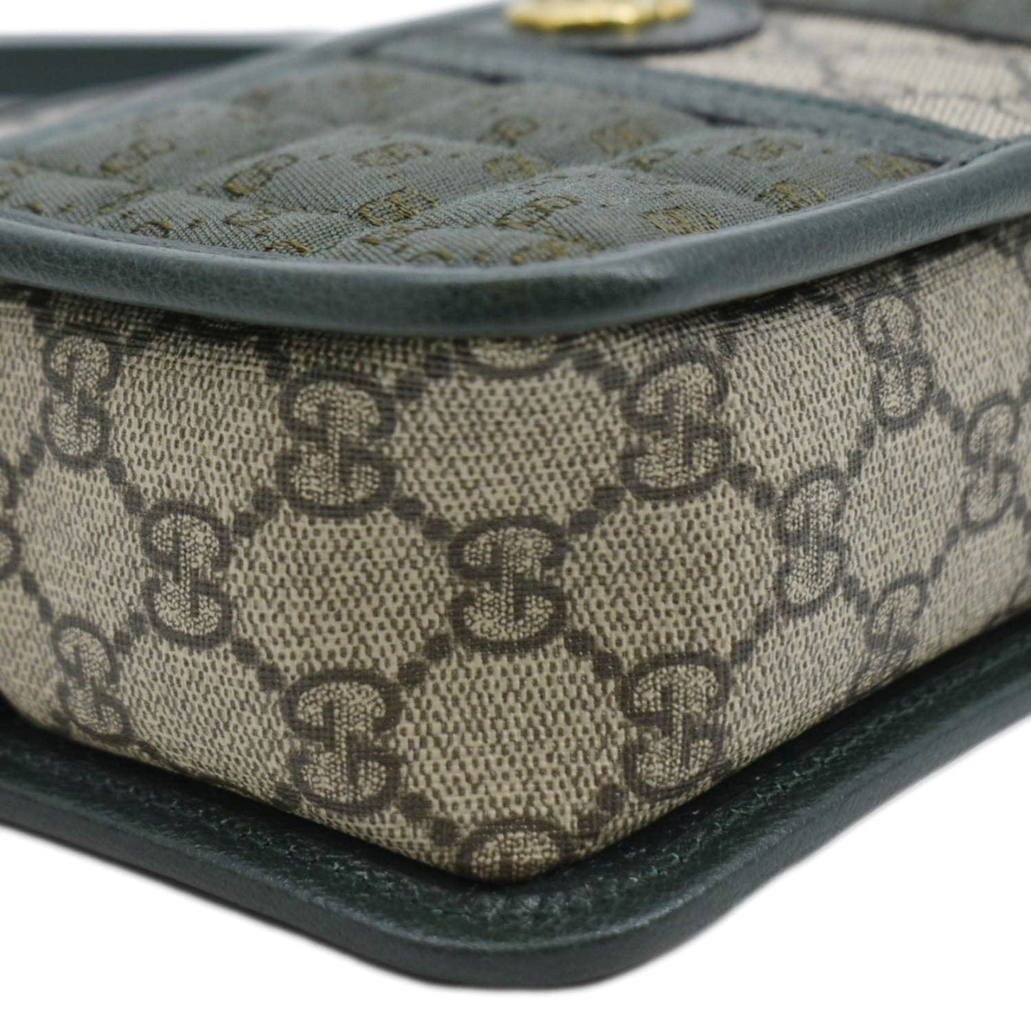 GUCCI Mini Quilted GG Supreme Canvas Crossbody Bag Green 751914