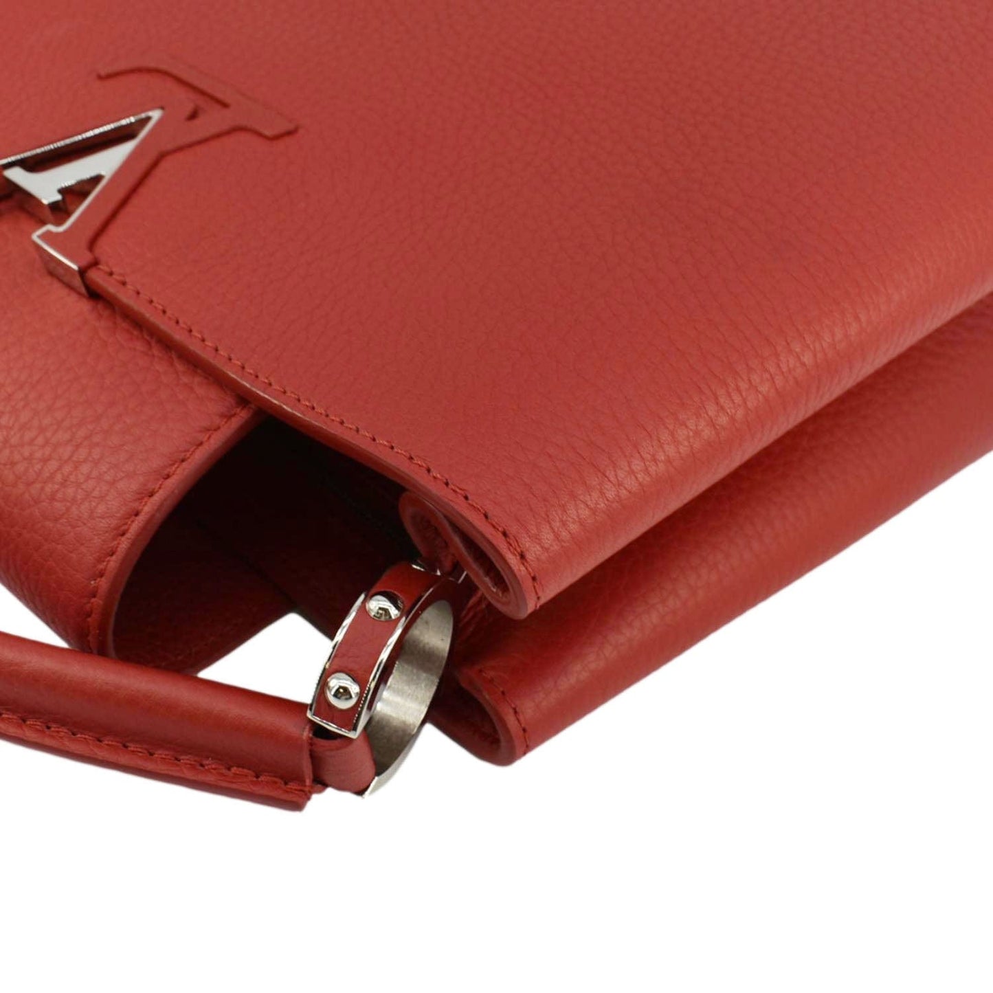 LOUIS VUITTON Capucines MM Taurillon Leather Satchel Bag Red
