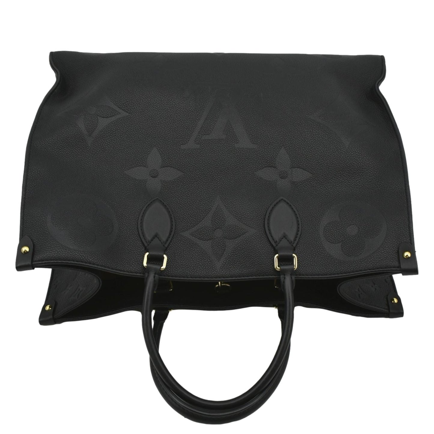 LOUIS VUITTON Onthego GM Monogram Empreinte Leather Tote Shoulder Bag Black