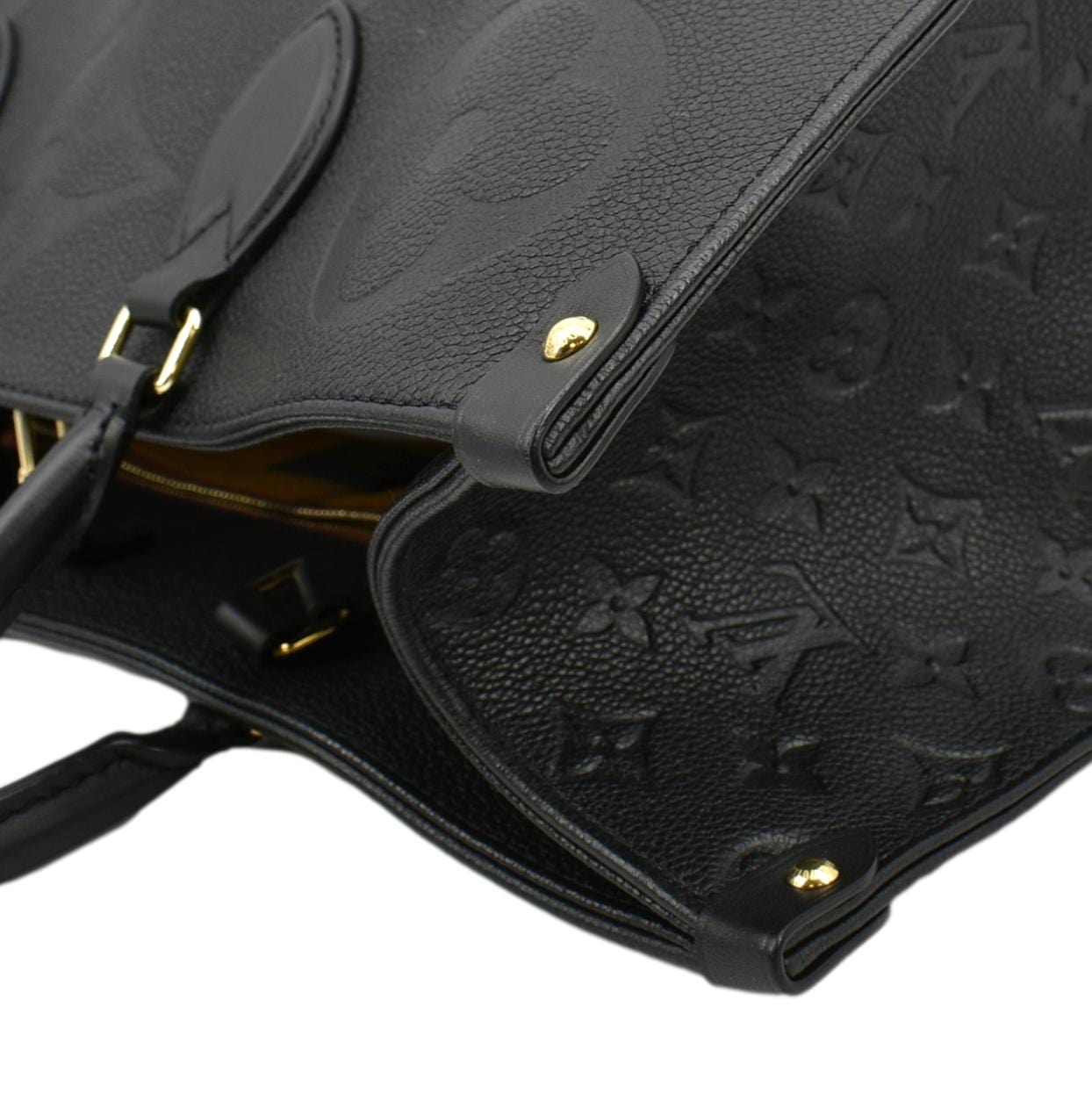 LOUIS VUITTON Onthego GM Monogram Empreinte Leather Tote Shoulder Bag Black