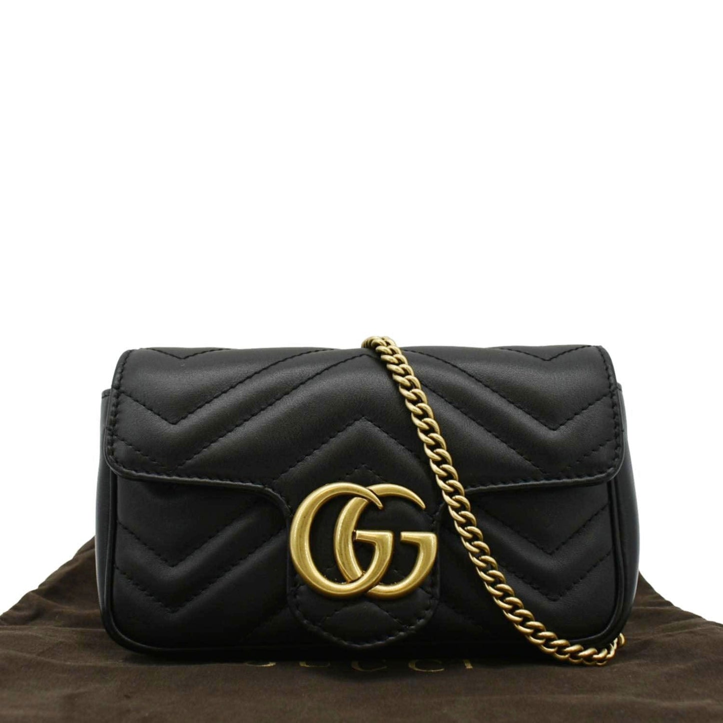 GUCCI GG Marmont Super Mini Matelasse Leather Crossbody Bag Black 476433