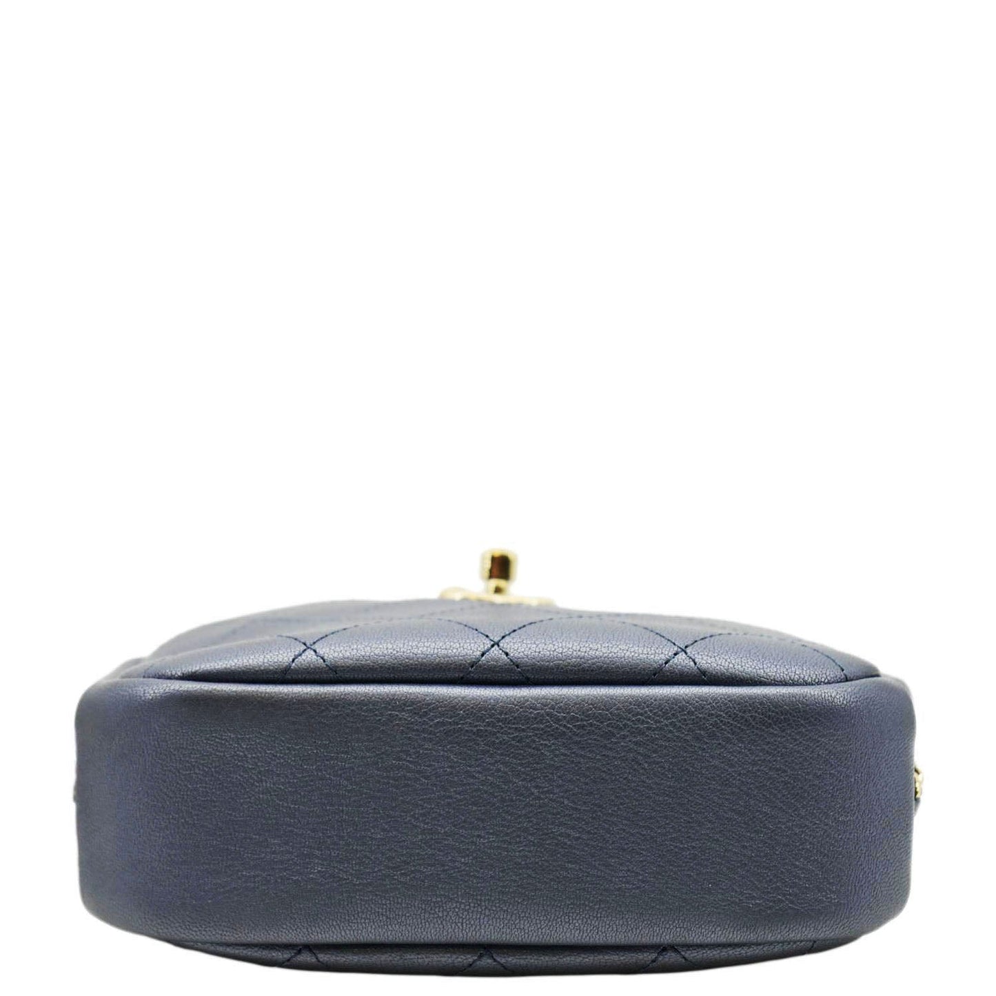 CHANEL Casual Trip Camera Small Metallic Leather Crossbody Bag Blue