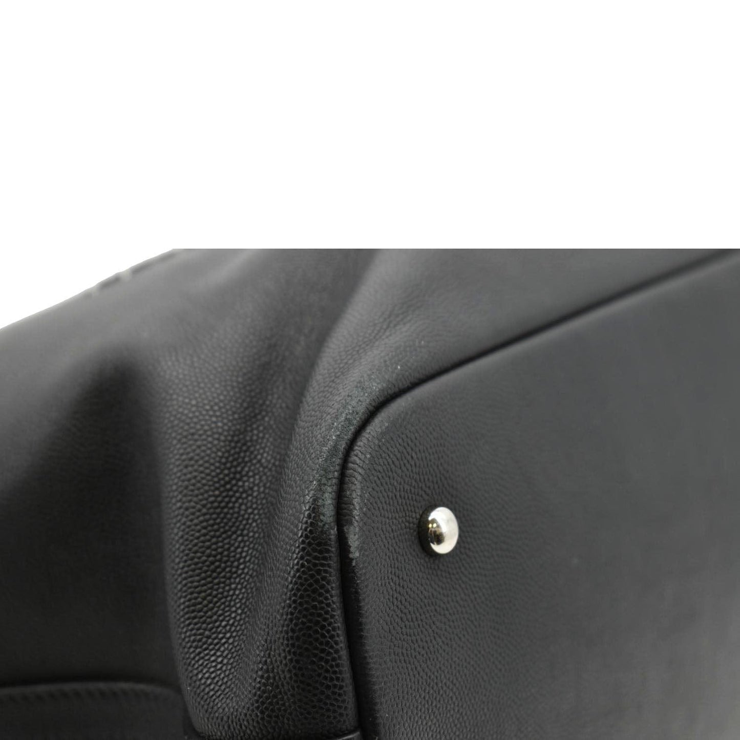 CHANEL Coco Eyelets Large Leather Shopping Tote Shoulder  Black