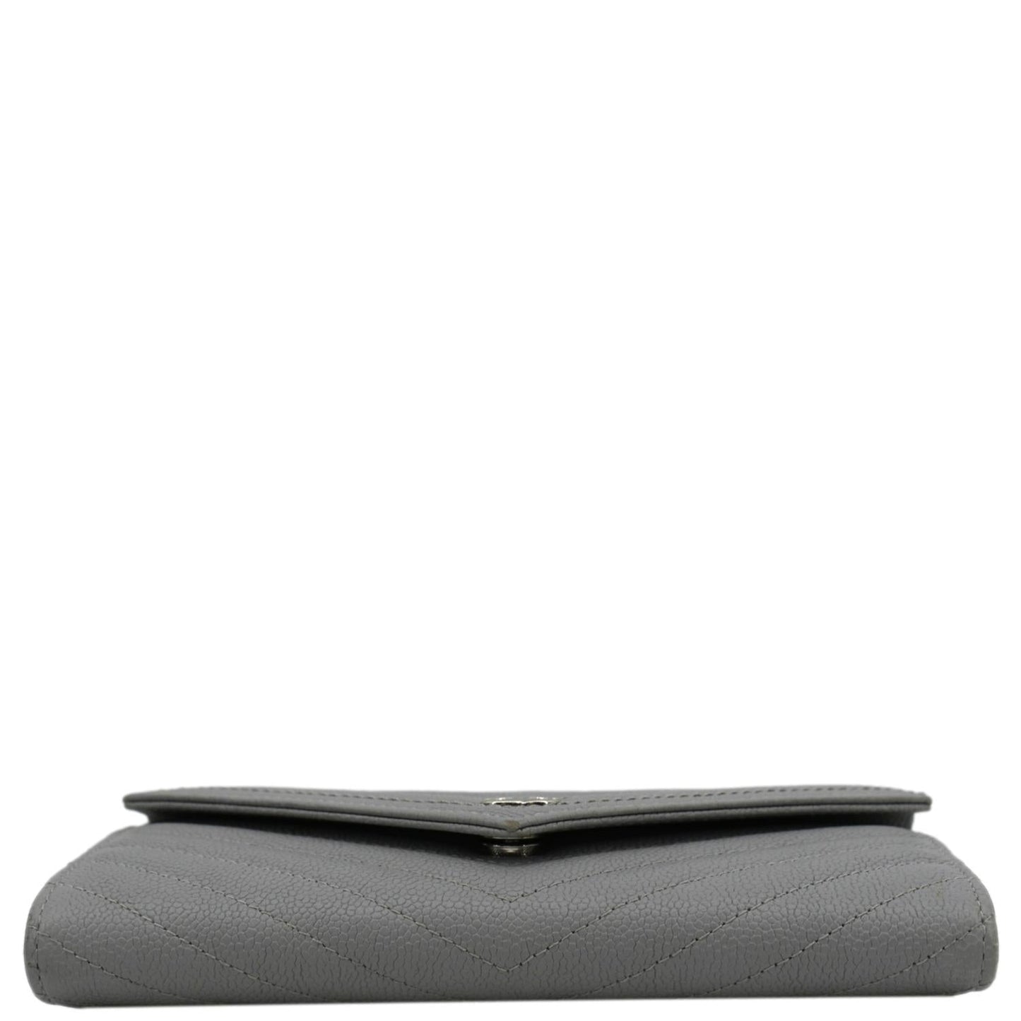 CHANEL Long Flap Quilted Chevron Caviar Wallet Light Grey