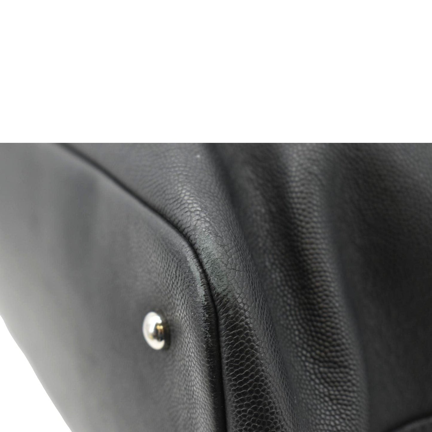 CHANEL Coco Eyelets Large Leather Shopping Tote Shoulder  Black