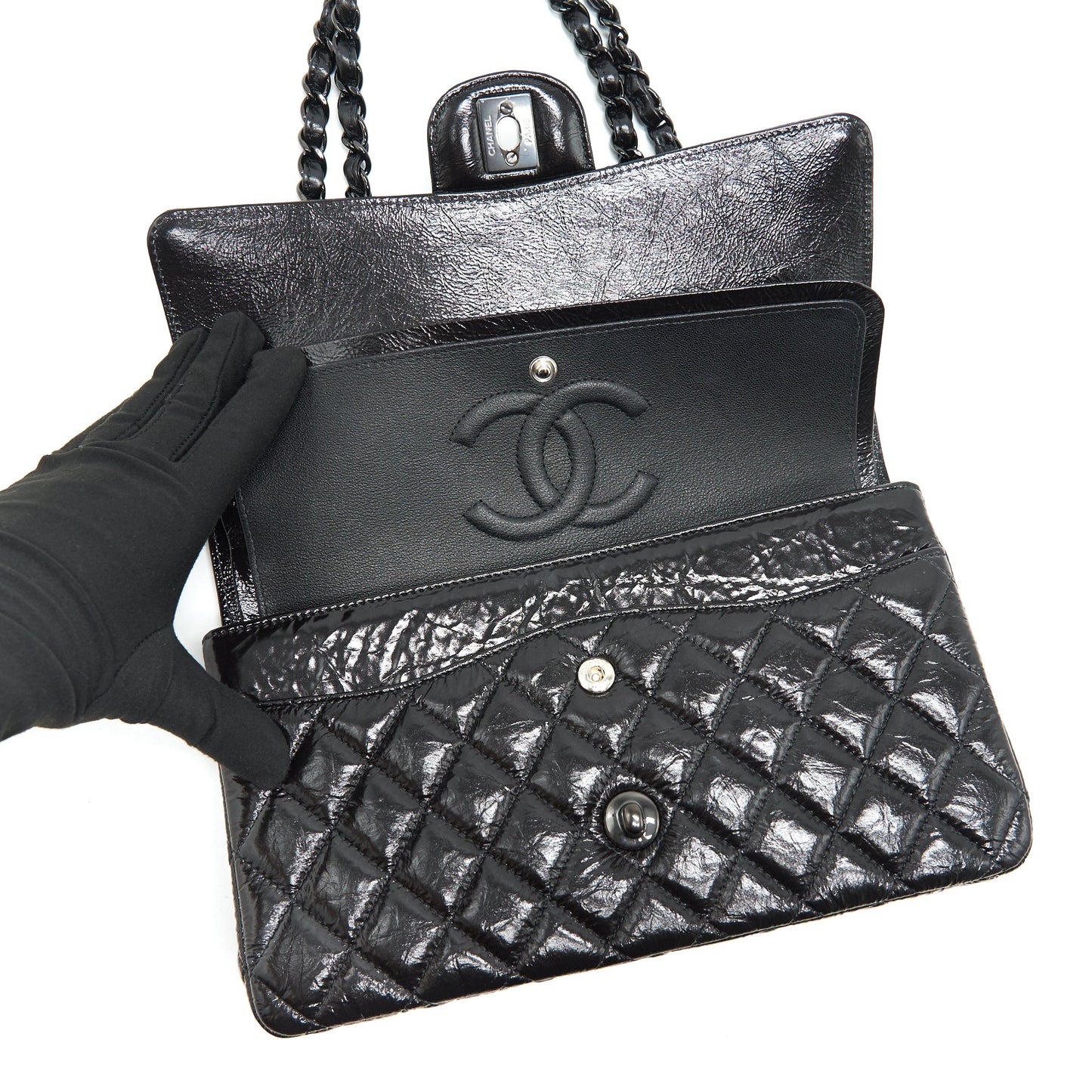 Chanel Medium Classic Double Flap Bag Shiny Crumpled Calfskin