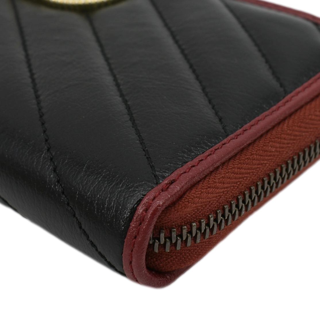 GUCCI GG Marmont Leather Zip Around Wallet Black 573810