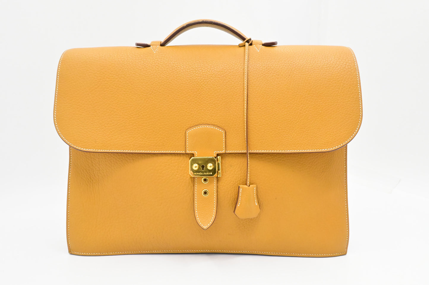 Hermes Sac a Depeches 41 in Yellow Clemence Leather