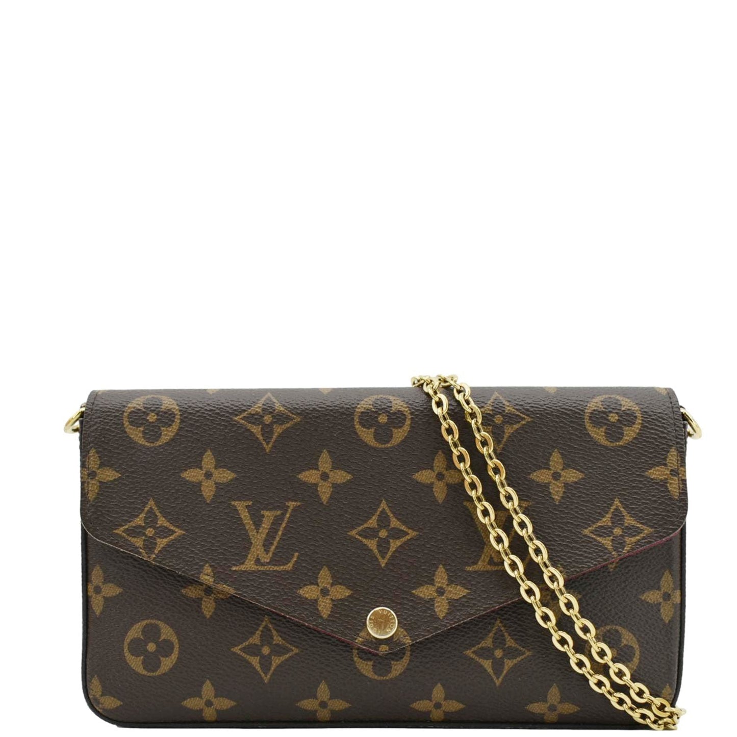 LOUIS VUITTON Felicie Monogram Canvas Pochette Crossbody Bag Brown