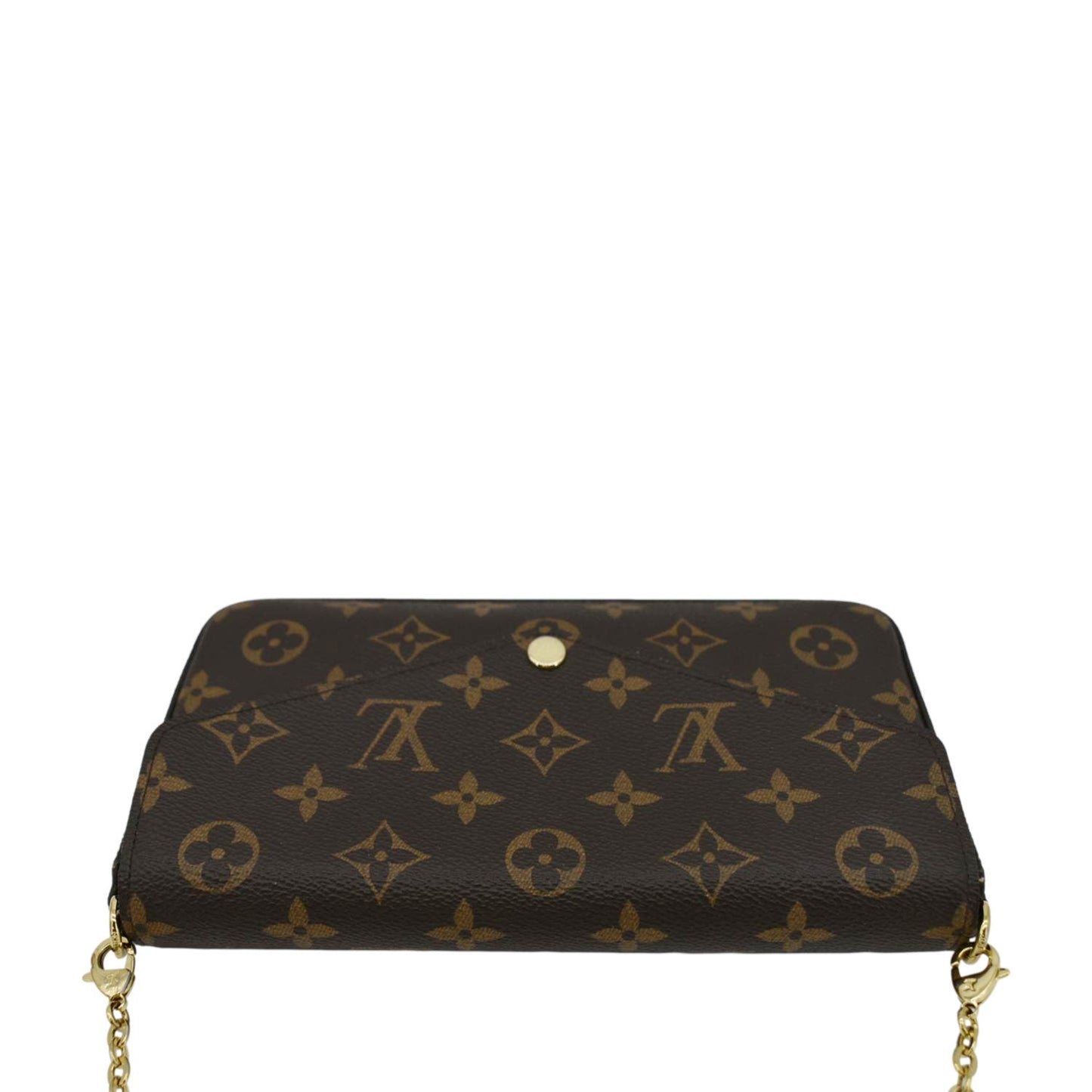 LOUIS VUITTON Felicie Monogram Canvas Pochette Crossbody Bag Brown