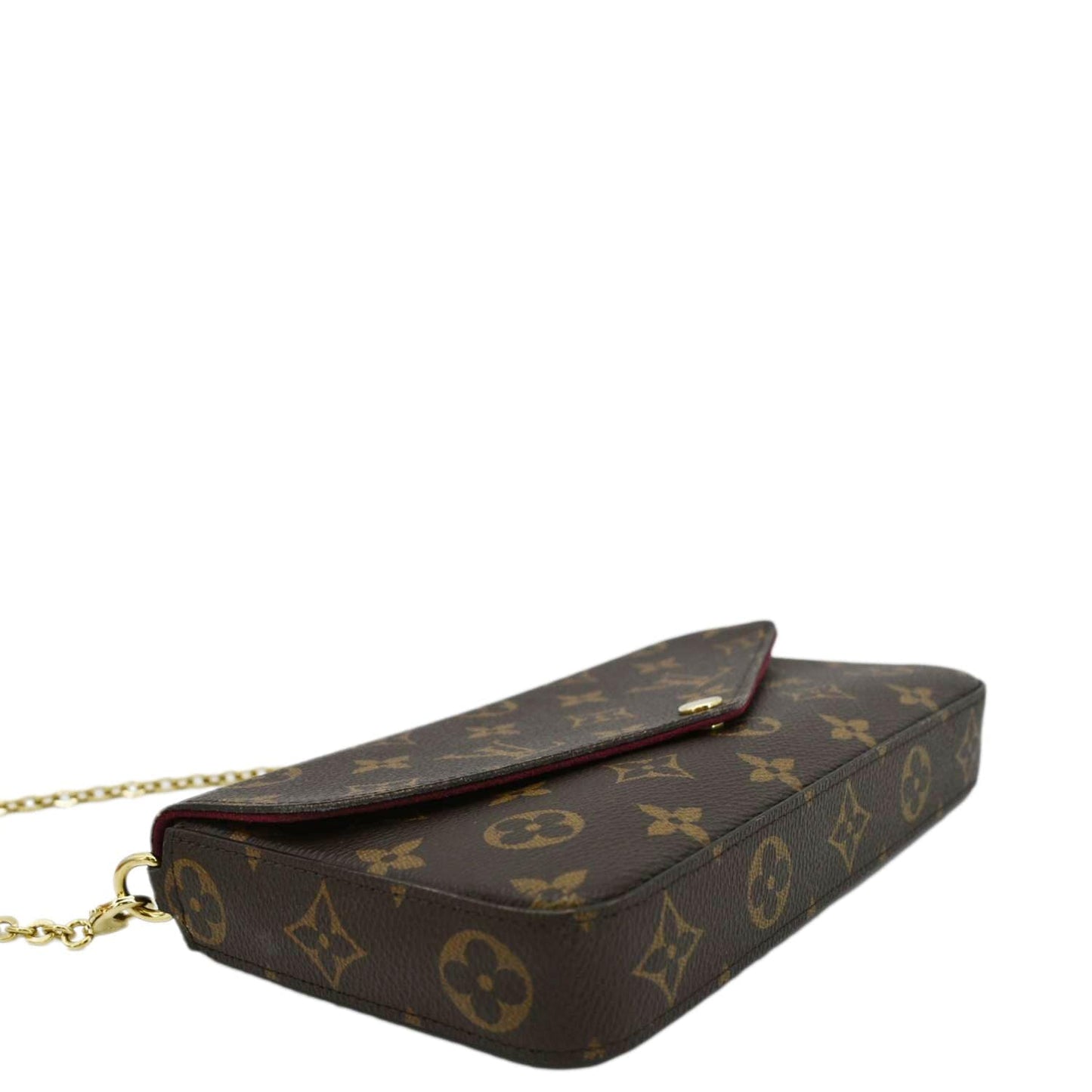 LOUIS VUITTON Felicie Monogram Canvas Pochette Crossbody Bag Brown