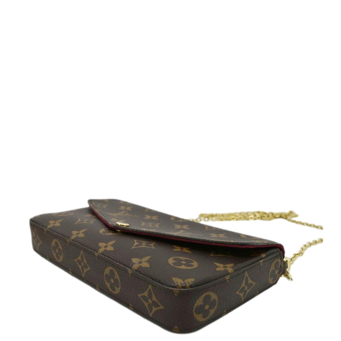 LOUIS VUITTON Felicie Monogram Canvas Pochette Crossbody Bag Brown