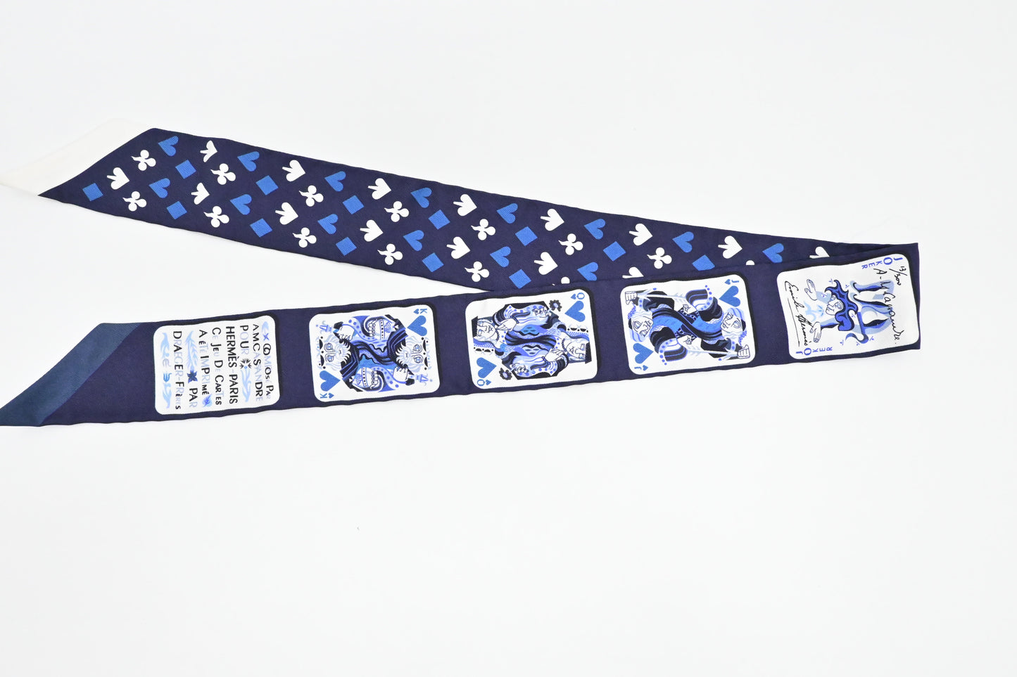 Hermes Twilly in Blue and White Silk